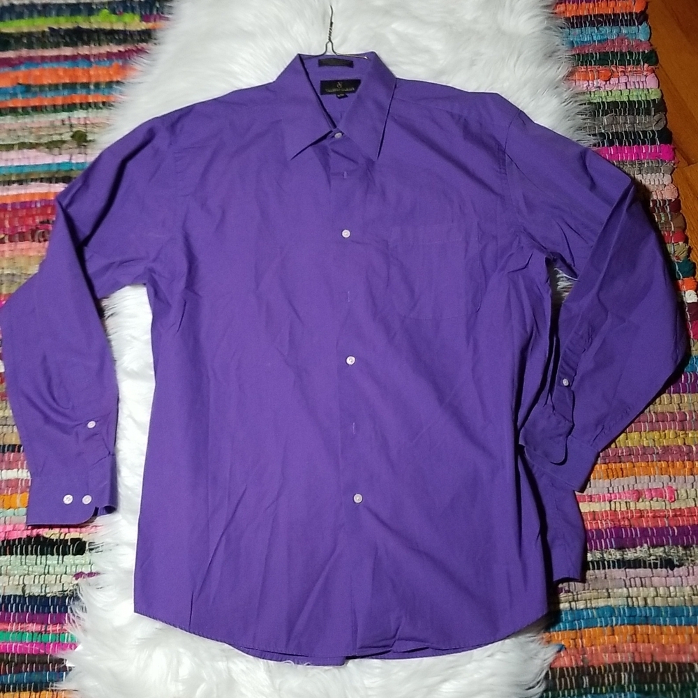 VALERIO GARATI MEN'S LAVENDER LONG SLEEVE BUTTON DOWN DRESS SHIRT REGULAR FIT L